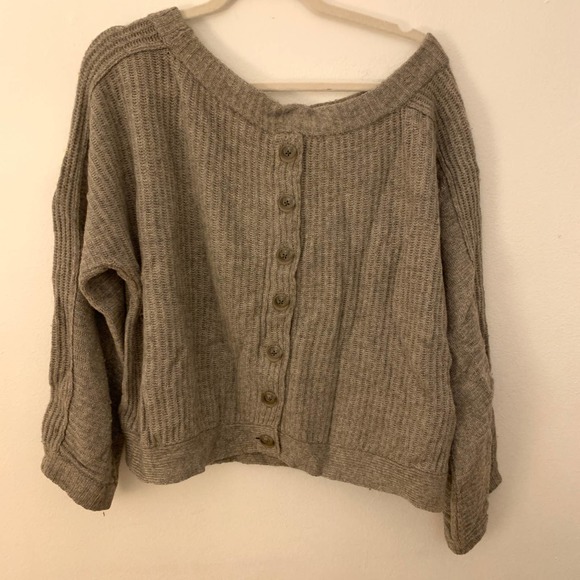 Inhabit Grey Yak Wool Blend Knit Button Back Sweater - Picture 4 of 4